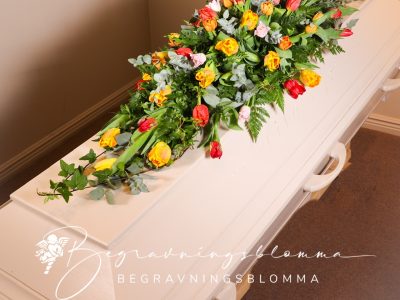 kistdekoration med tulpaner